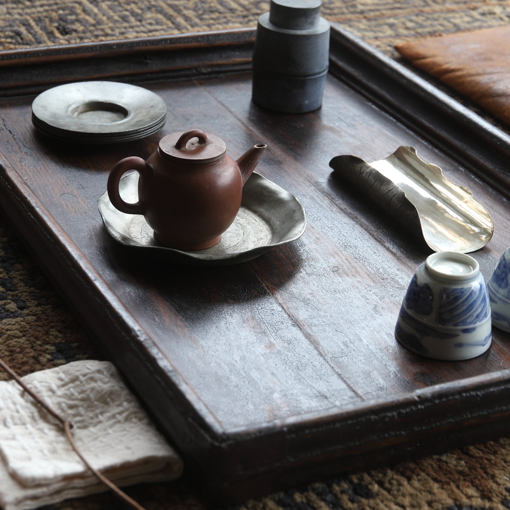 Korean Antique solid wood rectangular tray 3 Joseon Dynasty/1392-1897CE