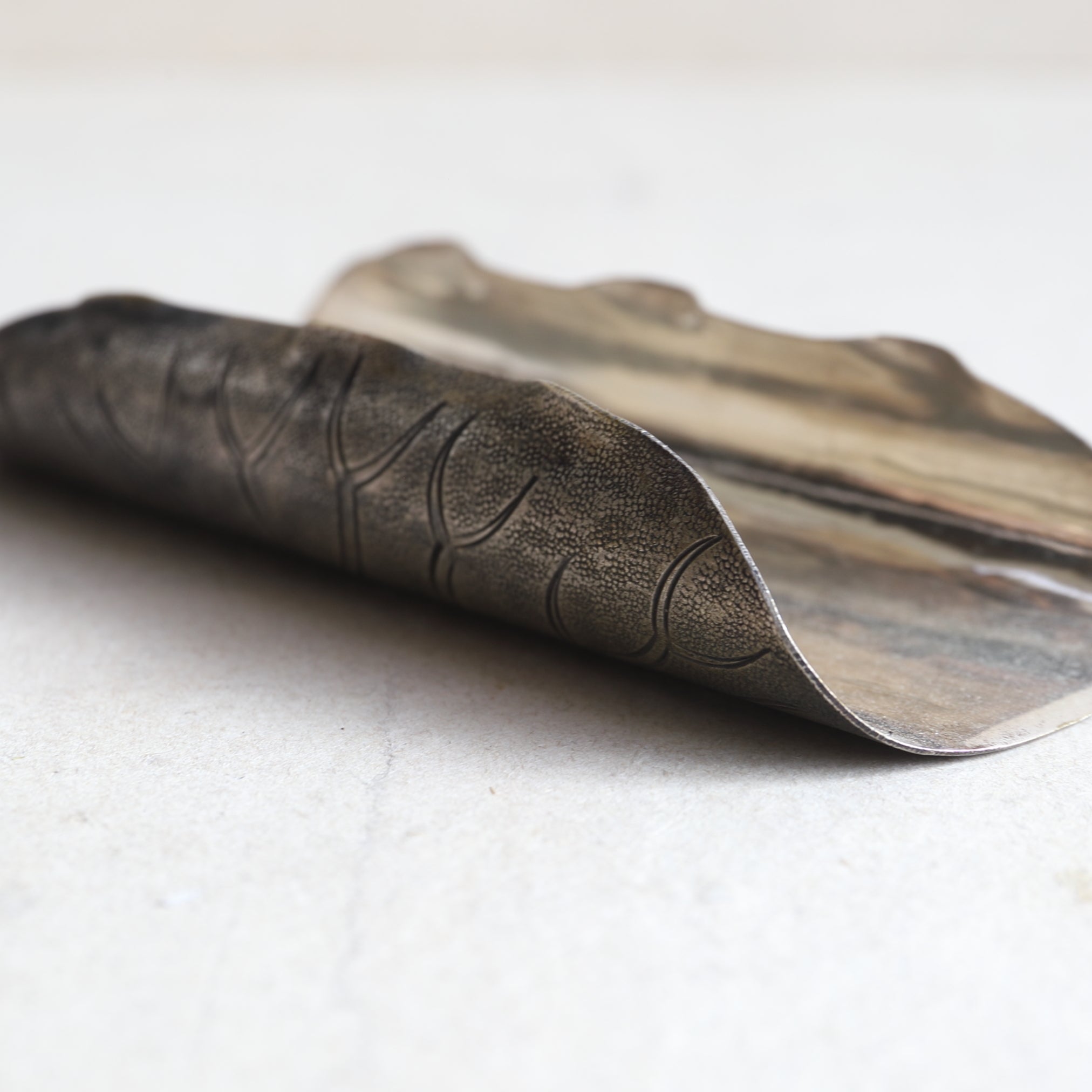 Antique silver lotus tea-leaf scoop 16th-19th century