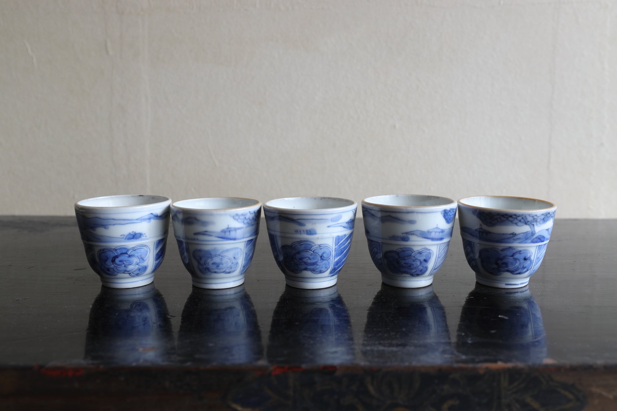 Koimari Sencha bowl with blue glazed 5 sets Edo/1603-1867CE