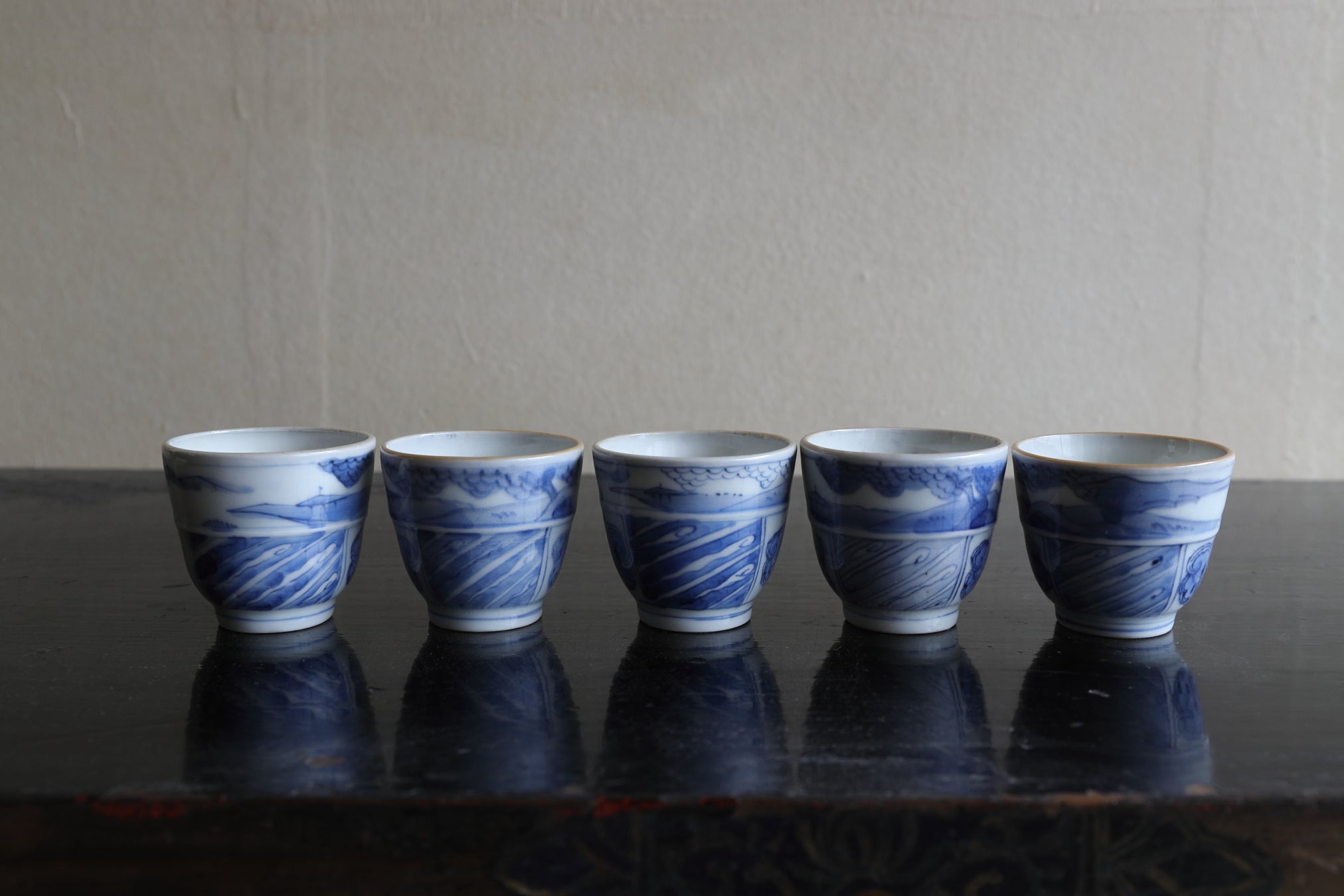 Koimari Sencha bowl with blue glazed 5 sets Edo/1603-1867CE