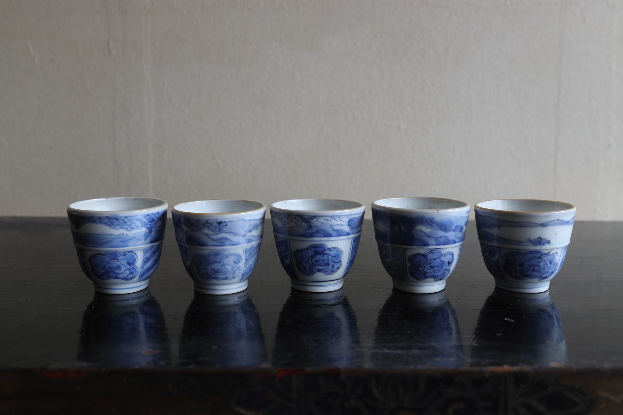 Koimari Sencha bowl with blue glazed 5 sets Edo/1603-1867CE