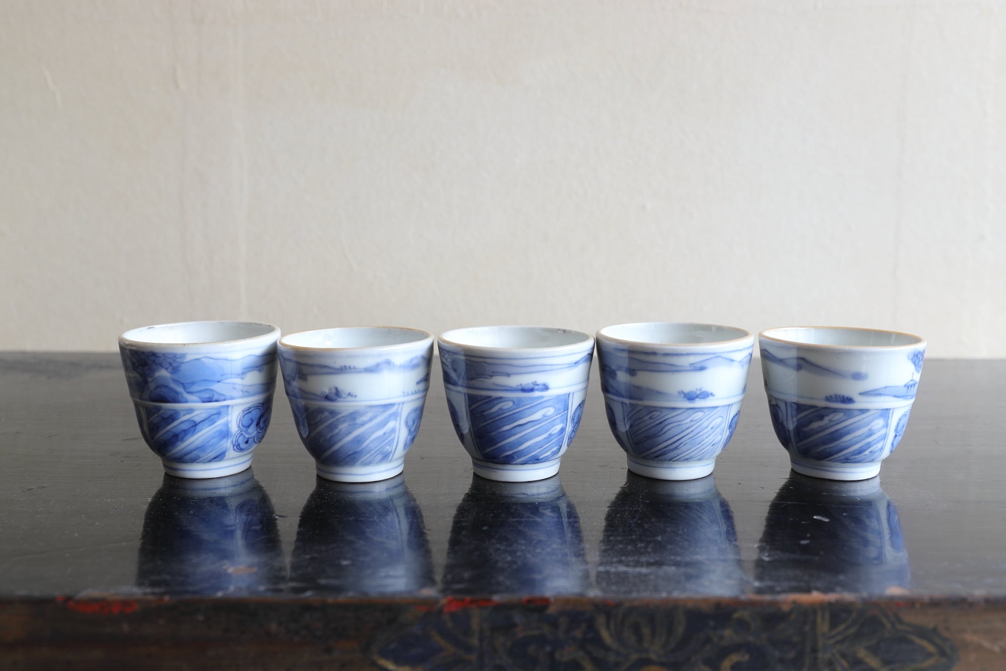 Koimari Sencha bowl with blue glazed 5 sets Edo/1603-1867CE