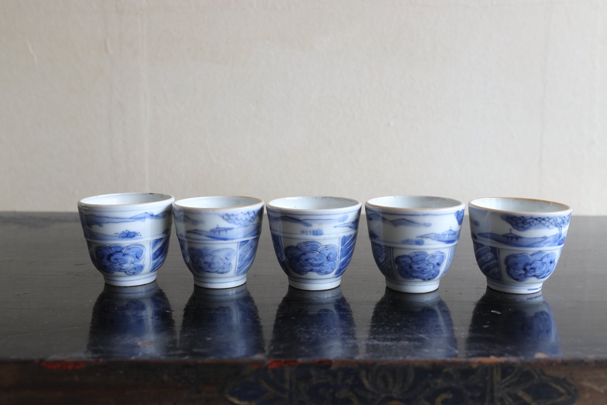 Koimari Sencha bowl with blue glazed 5 sets Edo/1603-1867CE