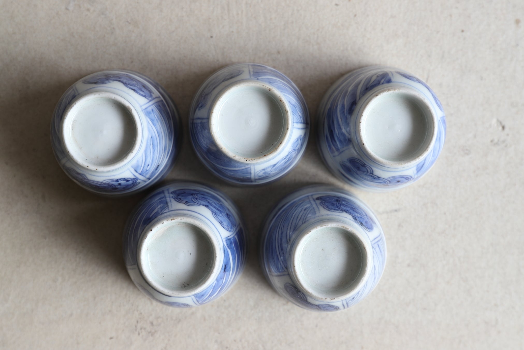 Koimari Sencha bowl with blue glazed 5 sets Edo/1603-1867CE