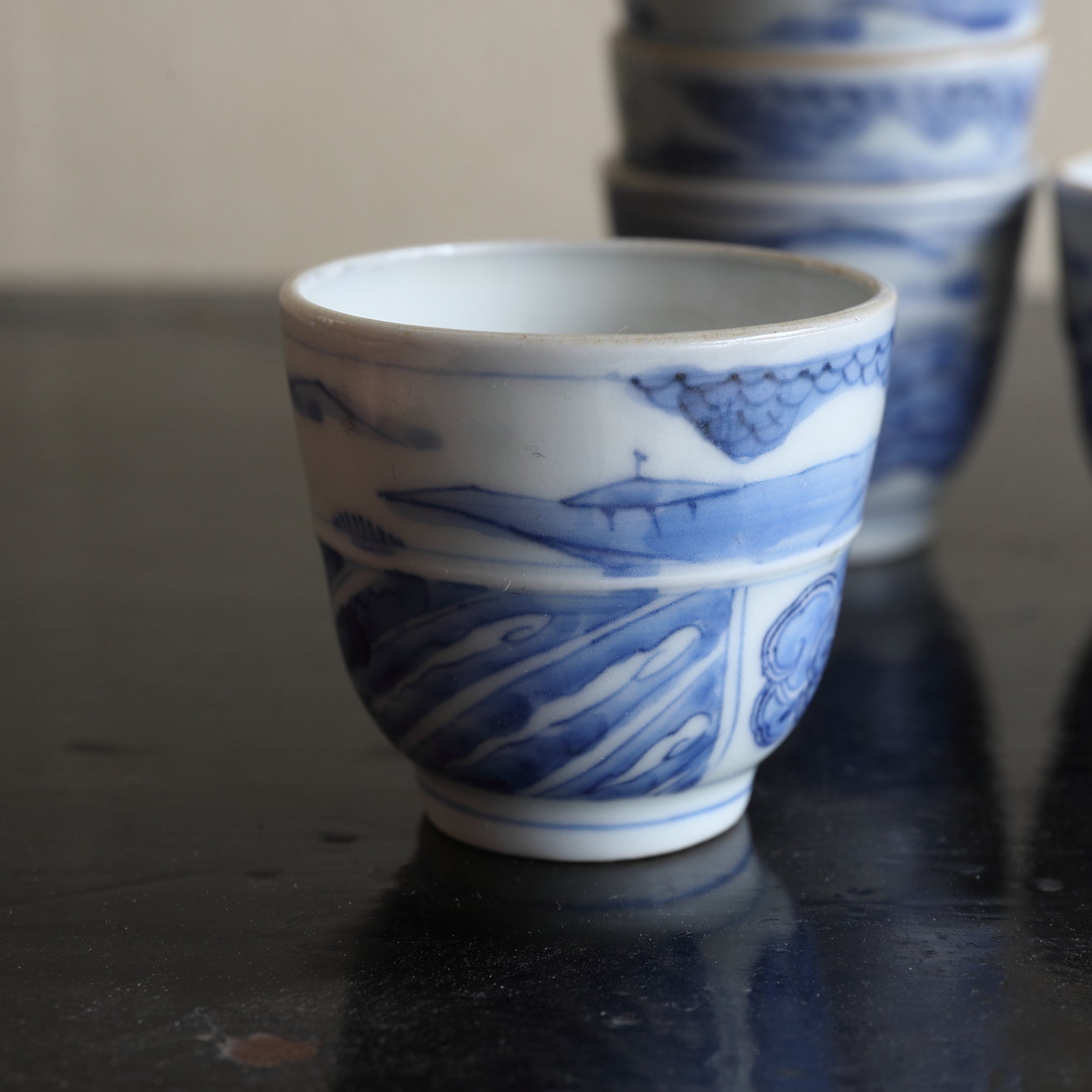 Koimari Sencha bowl with blue glazed 5 sets Edo/1603-1867CE