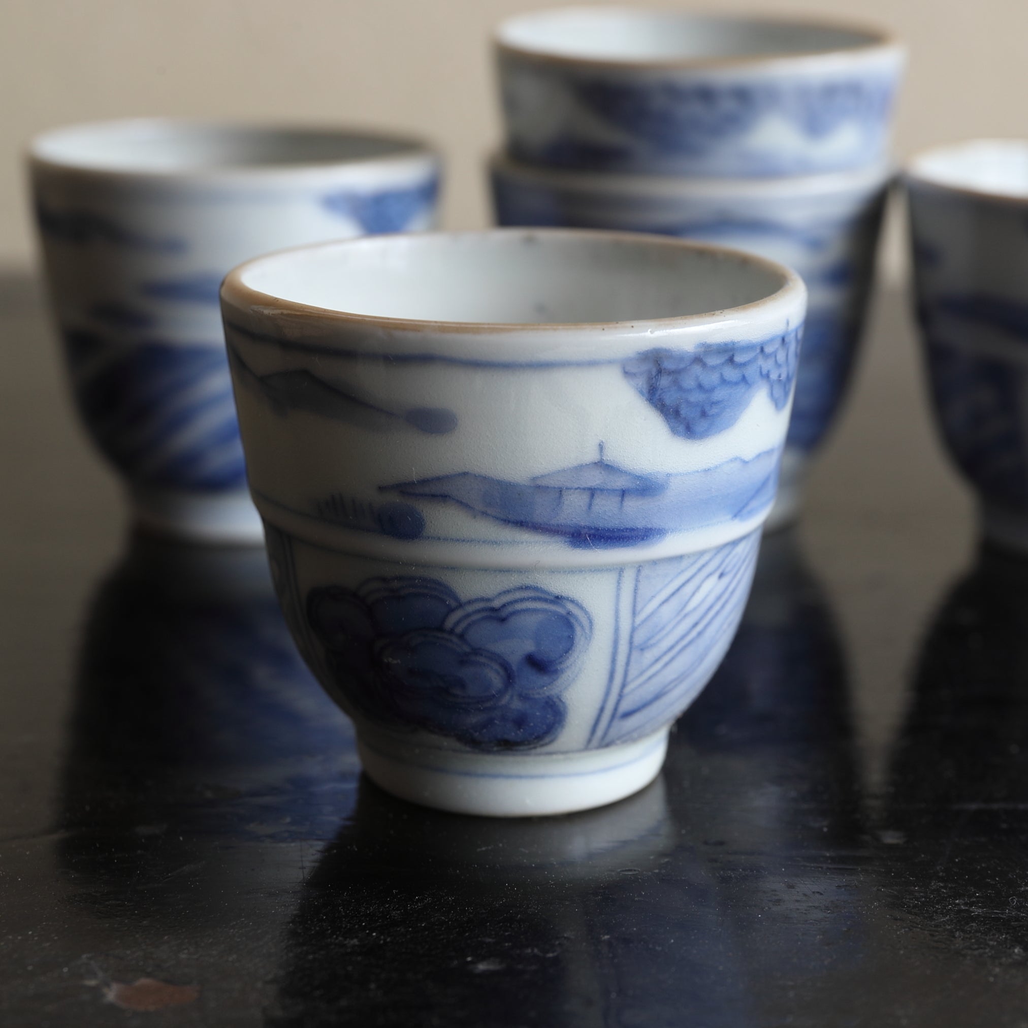 Koimari Sencha bowl with blue glazed 5 sets Edo/1603-1867CE