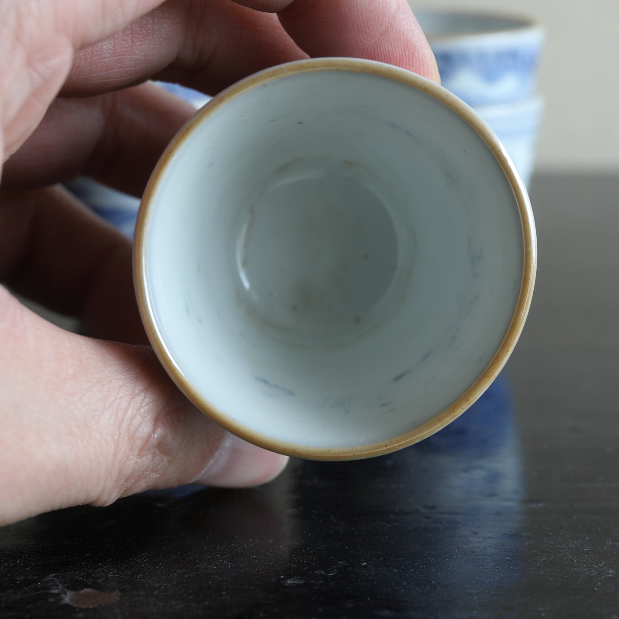 Koimari Sencha bowl with blue glazed 5 sets Edo/1603-1867CE