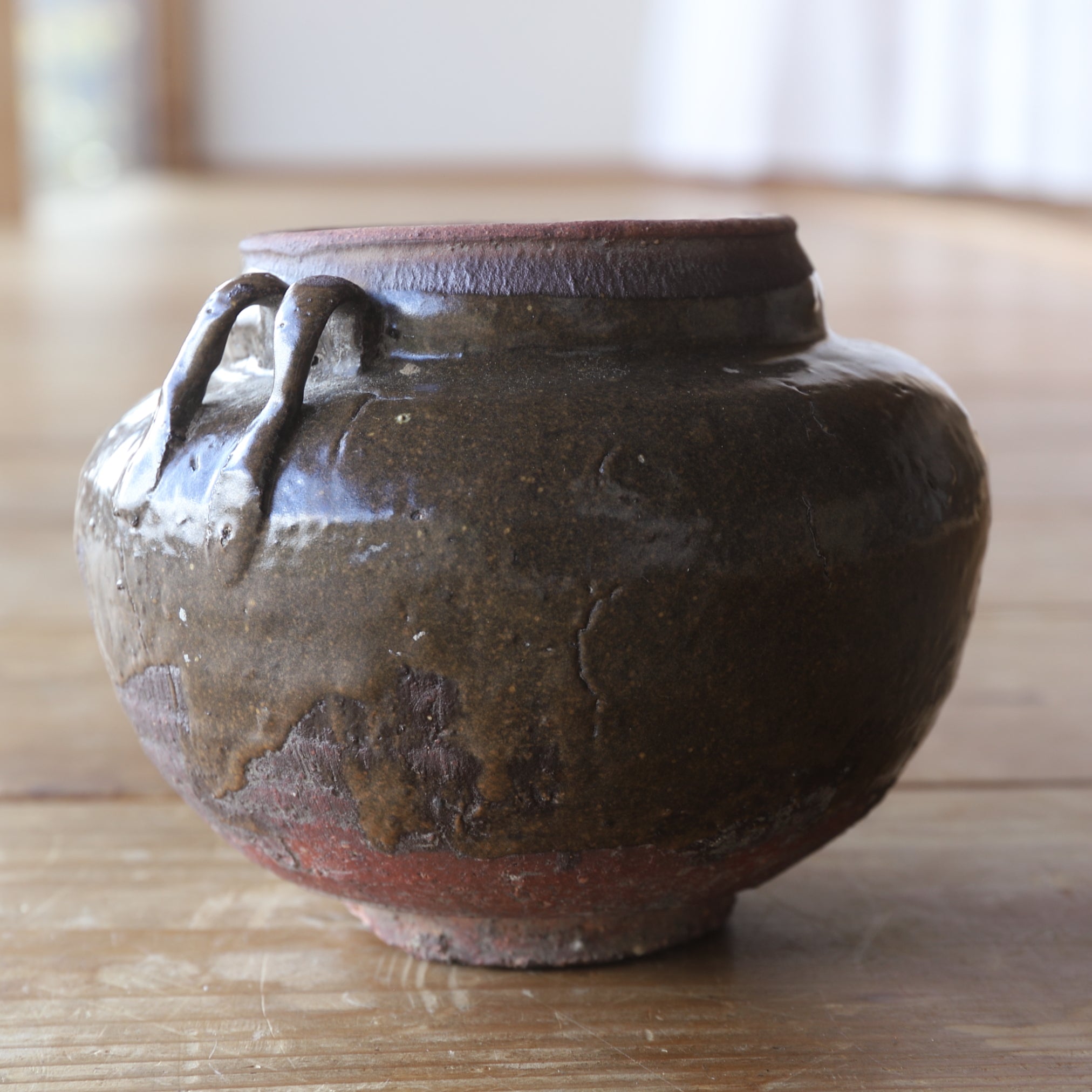 Cizhou kiln brown glazed twin ear jar Yuan Dynasty/1206-1368CE