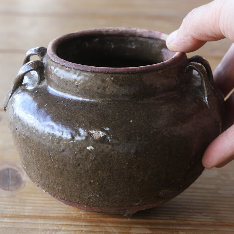 Cizhou kiln brown glazed twin ear jar Yuan Dynasty/1206-1368CE