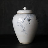 Korean Antique white porcelain celadon vase with grape pattern lid Joseon Dynasty/1392-1897CE